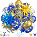 Graduation Balloons, Blue Gold Star Balloons for Class of 2026 Grad Party