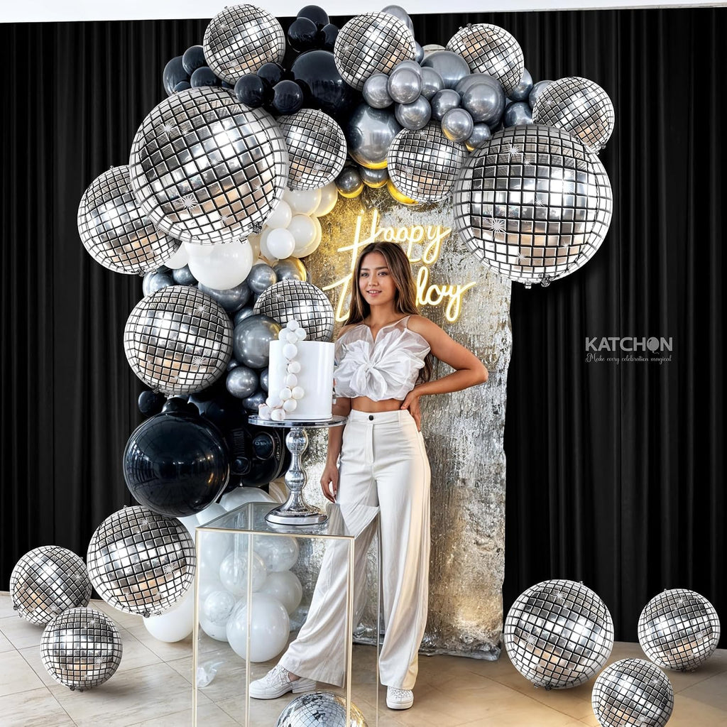 , Silver Disco Ball Balloons - 32 Inch, Pack of 20