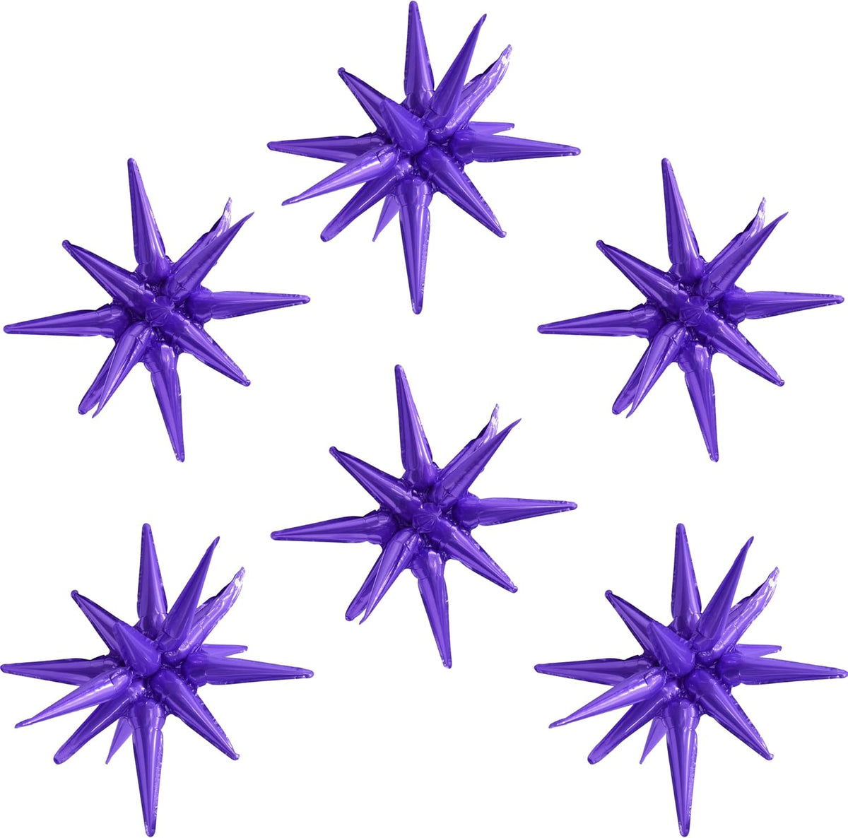4D Red Green Balloon New Year Merry Christmas Decoration One-Piece Explosion Star Party Supplies, 6 Pack 22'' 14 Point Spike Star Cone Balloon Fireworks Balloons for Birthday Disco Casino Movie Night