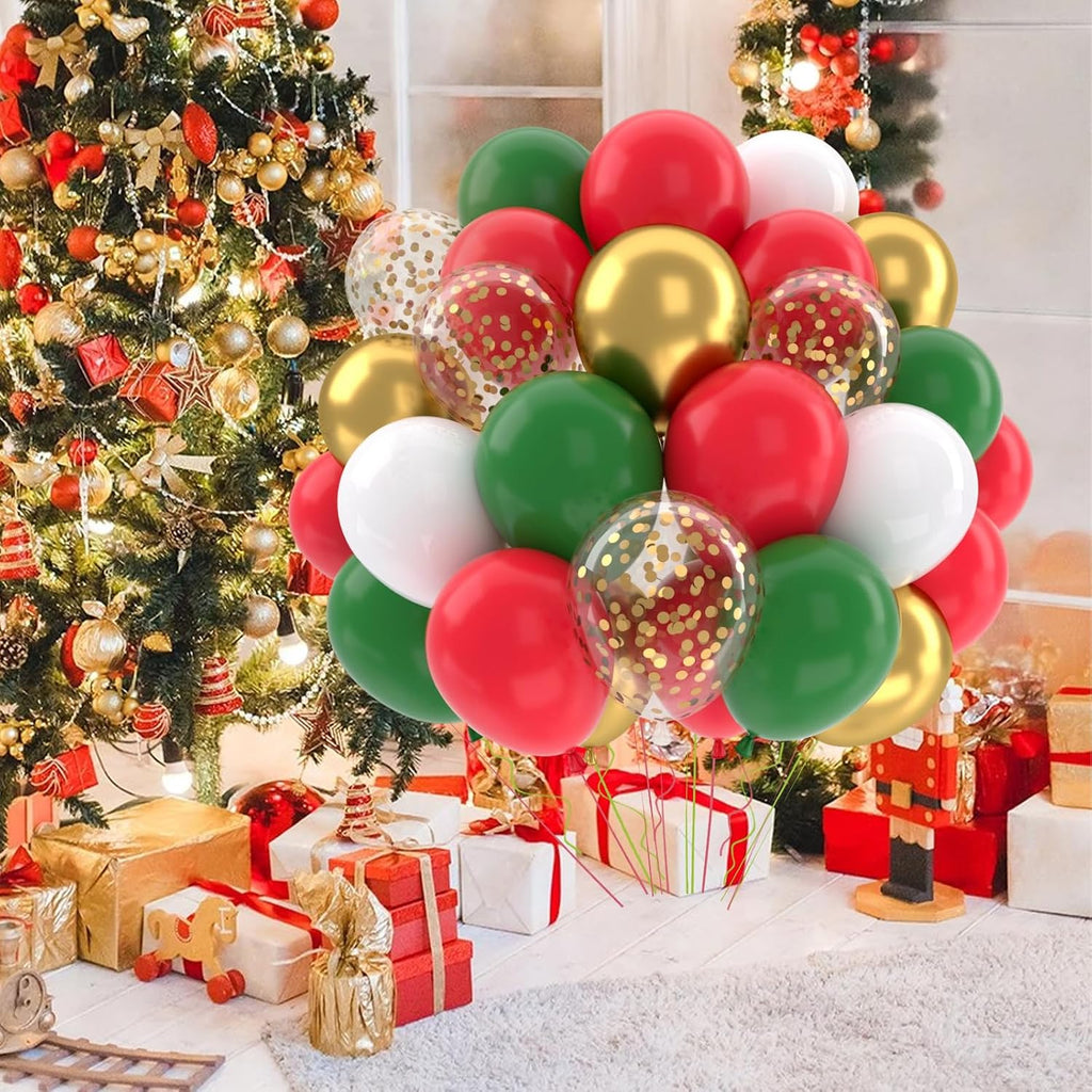 Red and Green Christmas Balloons Set 50 Pcs 12 Inch