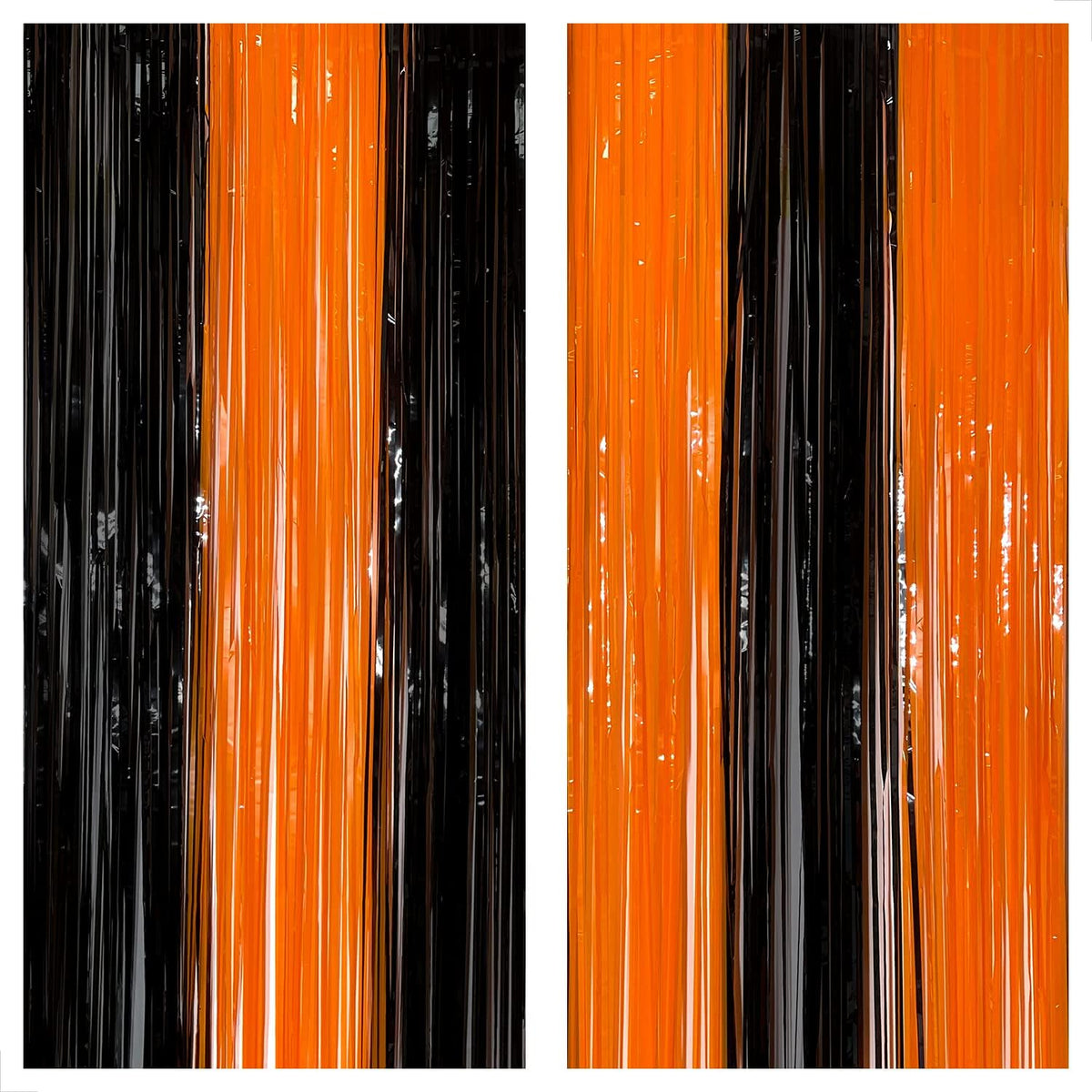 Black and Orange Fringe Backdrop-Pack of 2 Halloween Decorations