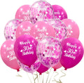 Happy 30Th Birthday Balloon (30Pcs 12Inch) Hot Pink and Pink Latex Inflatable Confetti Anniversary Party Helium Balloons Decorations Supplies for 30 Year Old Women,Her,Daughter,Sister