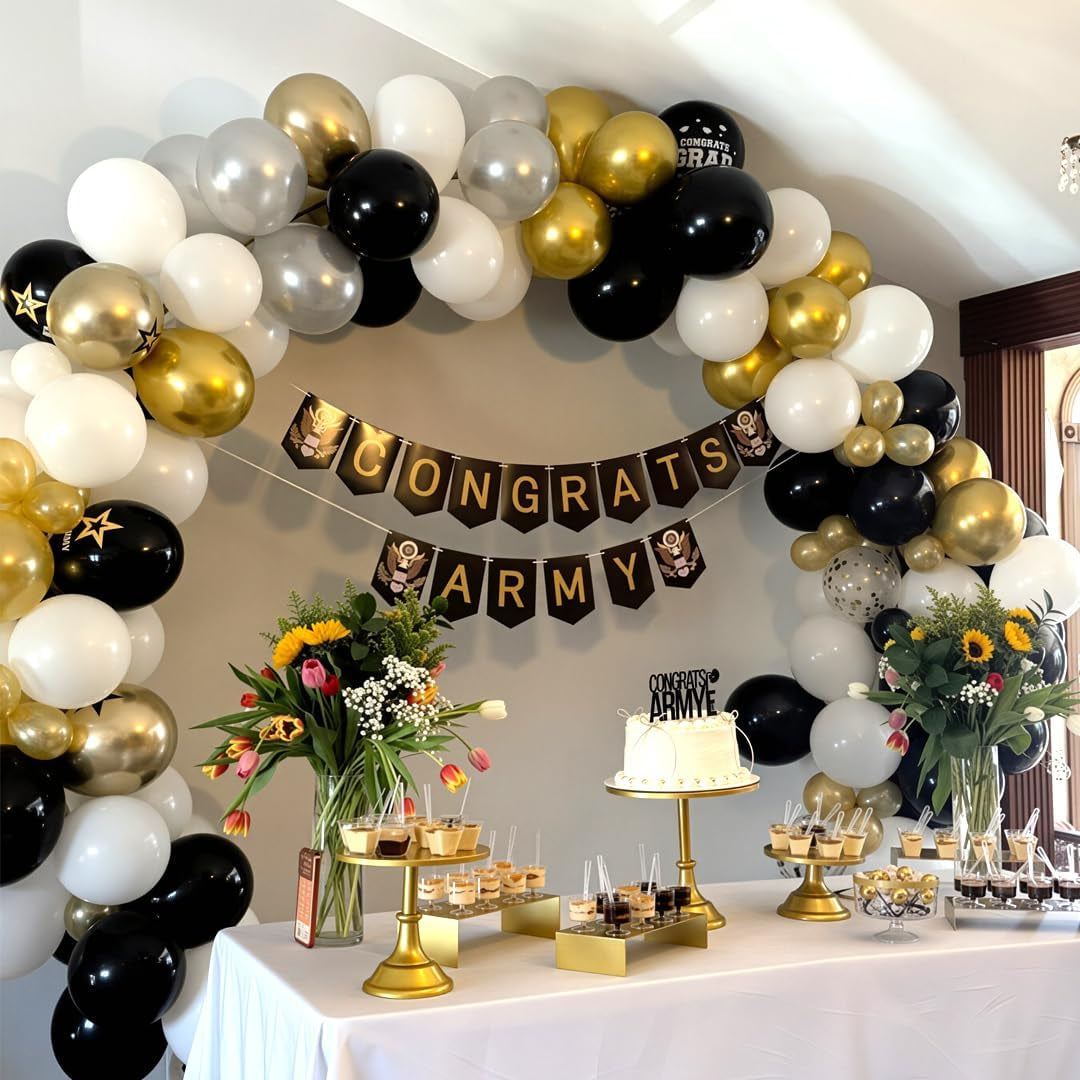 Black and Gold Balloons,50Pcs 12 Inch Black White Gold Latex Party Balloons