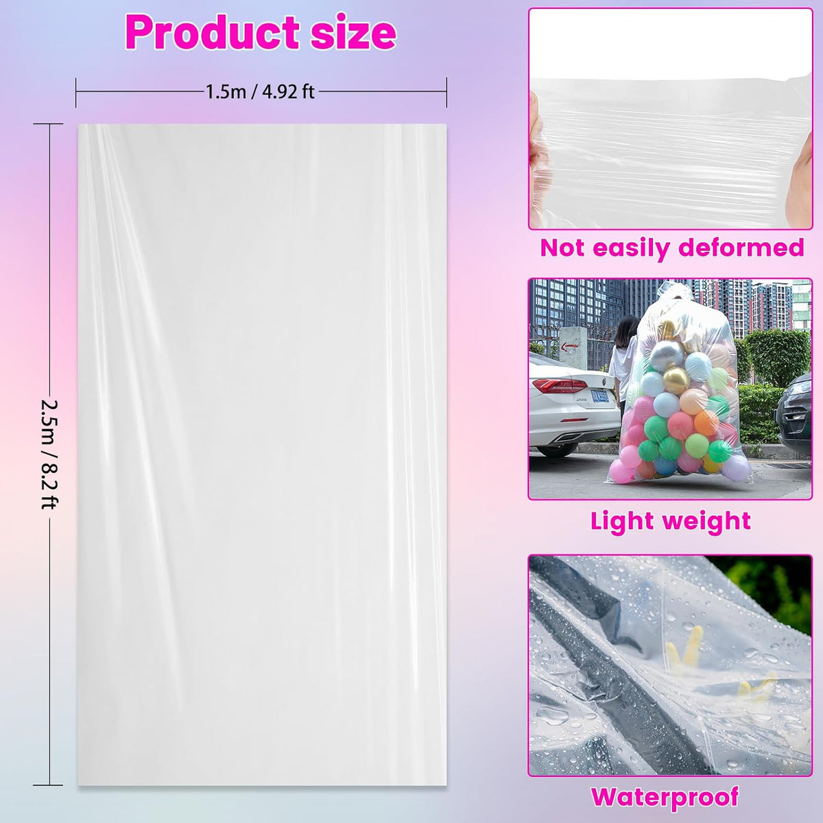 2 Pcs 98.4 X 59 Inches Clear Large Balloon Bags for Transport