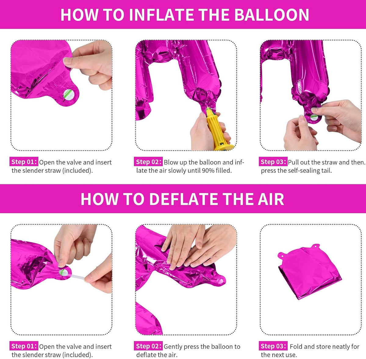 Hot Pink 16Inch Foil Happy Birthday Balloons Banner with Confetti, 21Pcs, Unisex Children, Adults