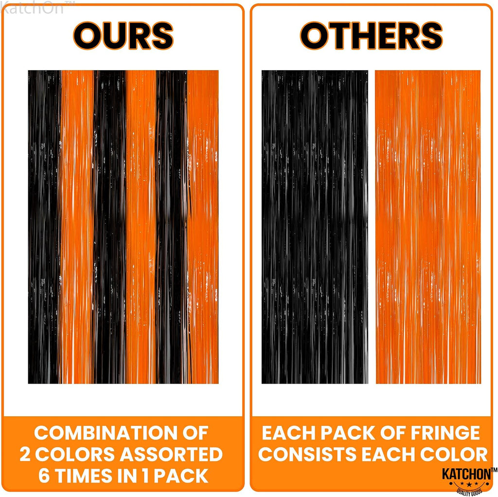 Black and Orange Fringe Backdrop-Pack of 2 Halloween Decorations