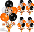 4 Set Halloween Balloons Black Orange Confetti White Balloon Stand Centerpiece Table Decorations for Halloween Celebration Party Bar Birthday Baby Shower Anniversary Retirement Graduation Decoration