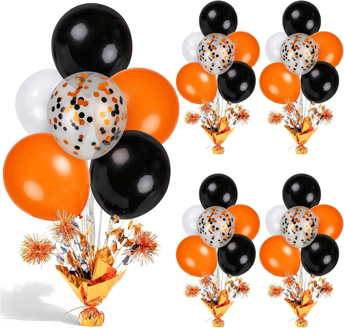 4 Set Halloween Balloons Black Orange Confetti White Balloon Stand Centerpiece Table Decorations for Halloween Celebration Party Bar Birthday Baby Shower Anniversary Retirement Graduation Decoration
