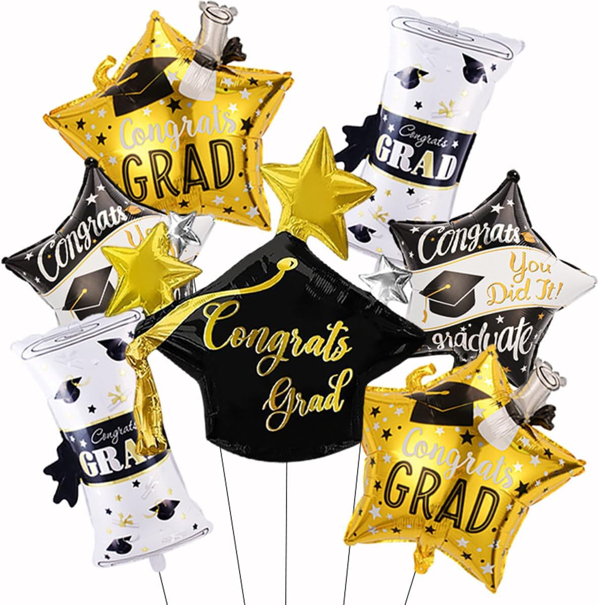 Graduation Balloons Set - Graduation Cap Balloons Congrats Grad Balloon Diploma Balloons Graduation Foil Balloon for Class of 2026 Graduation Decorations