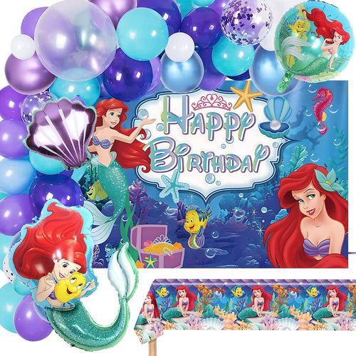 107 PCS Birthday Party Decorations, Mermaid Party Supplies