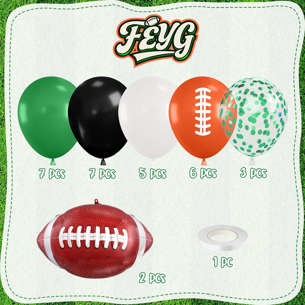 Football Balloons 12 Inch Dark Green Black White Football Print Balloons
