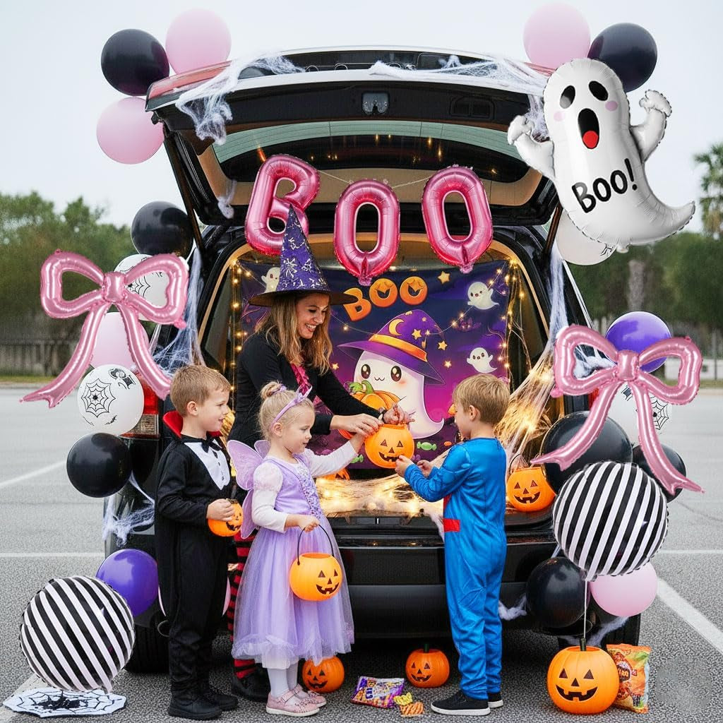 Halloween Trunk or Treat Car Decorations Kit with Ghost Balloons