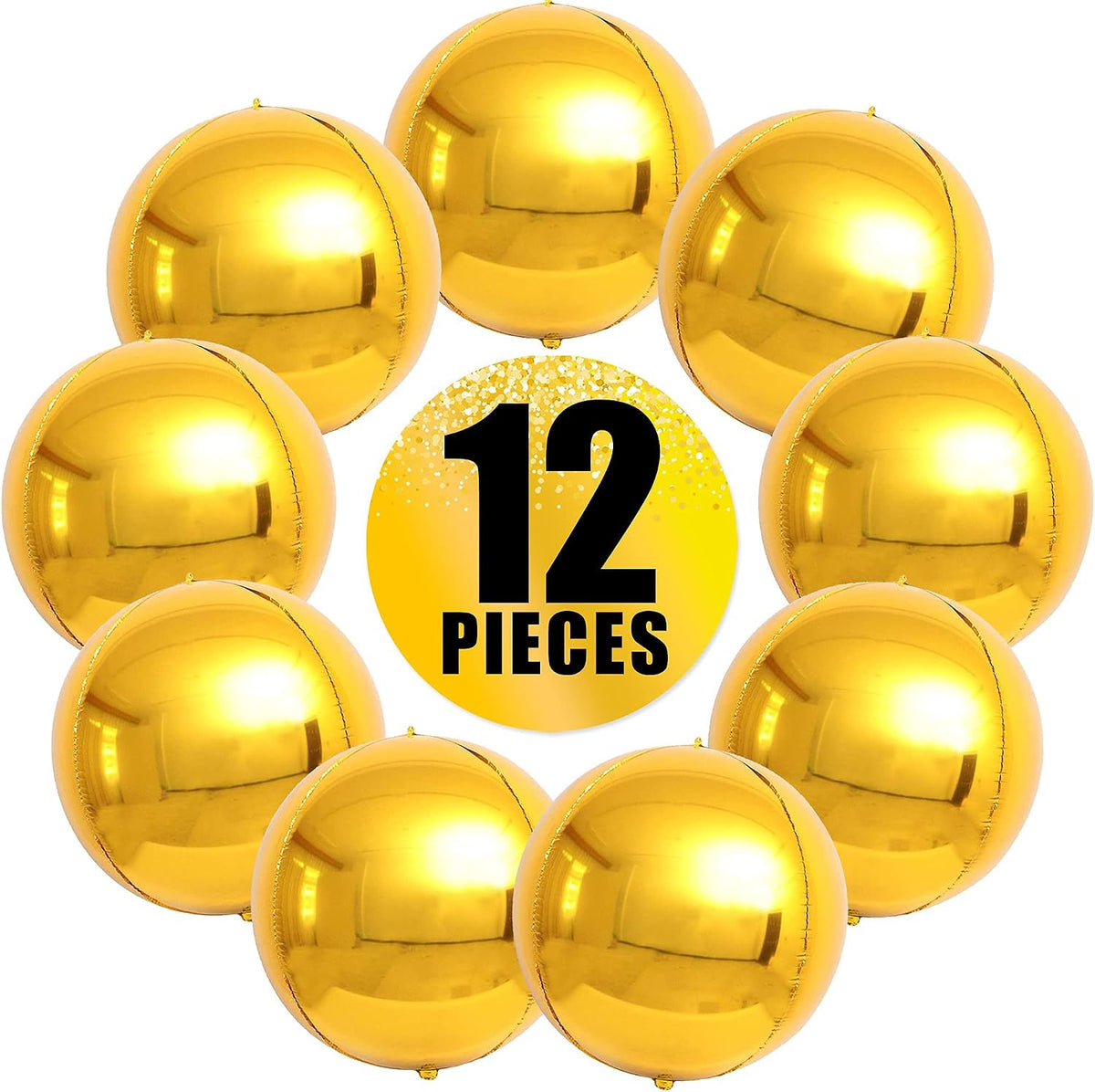 Gold Balloons - 22 Inch, Pack of 12, Gold Foil Balloons