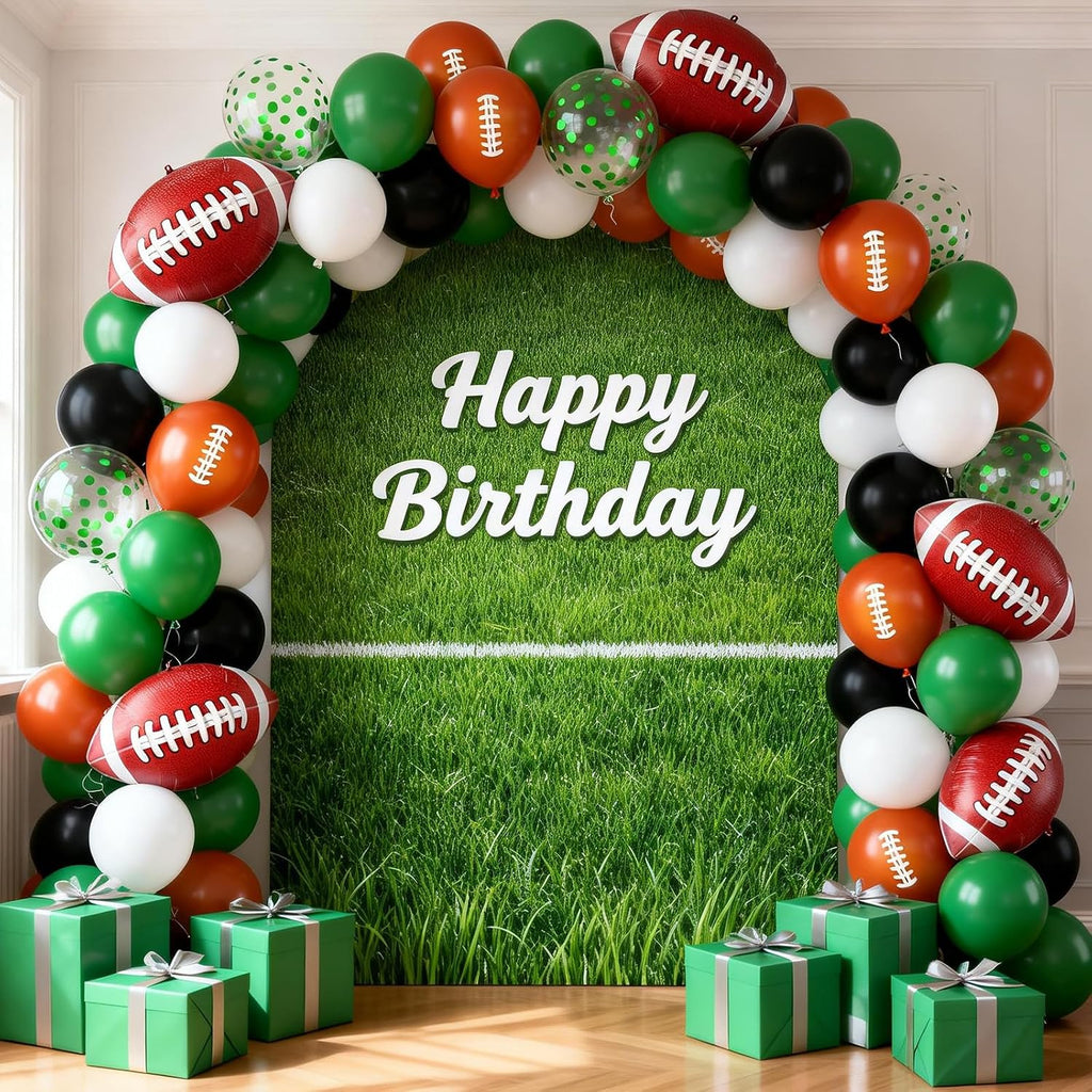Football Balloons 12 Inch Dark Green Black White Football Print Balloons
