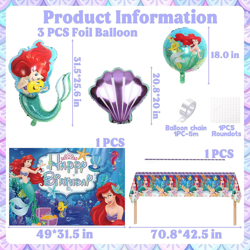 107 PCS Birthday Party Decorations, Mermaid Party Supplies