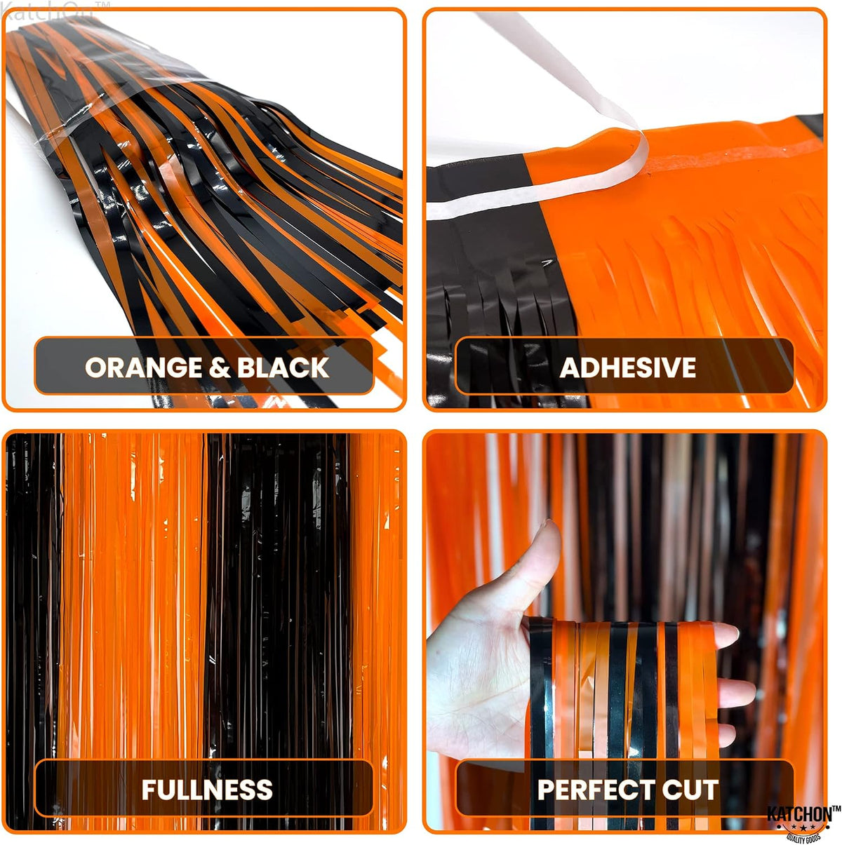 Black and Orange Fringe Backdrop-Pack of 2 Halloween Decorations