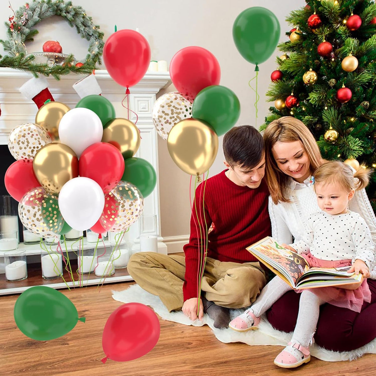 Red and Green Christmas Balloons Set 50 Pcs 12 Inch