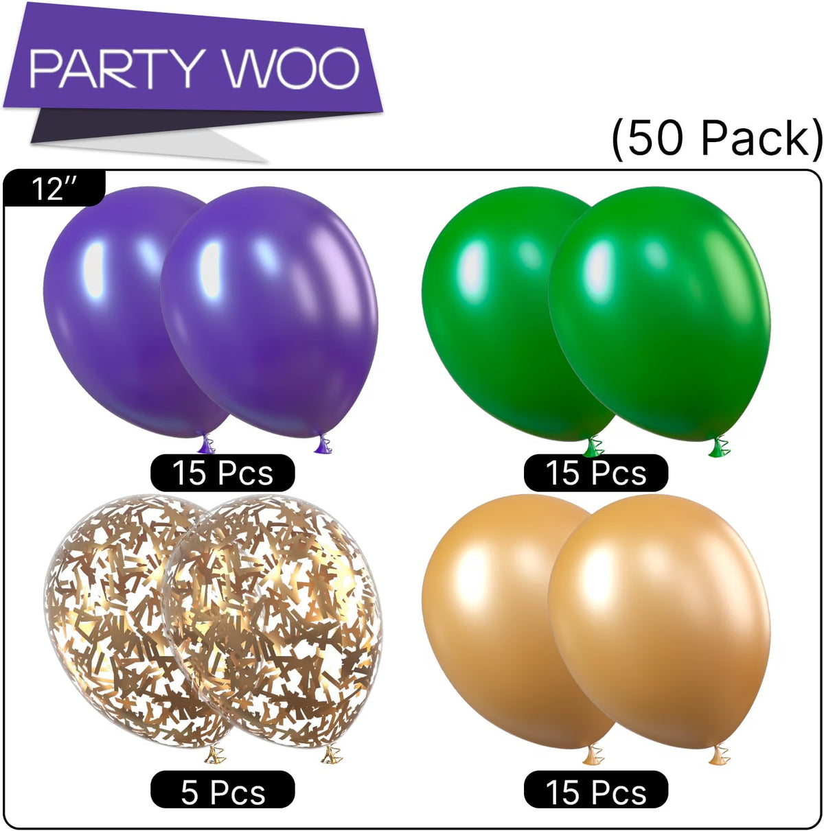 Purple Green Gold Balloons 50Pcs 12 Inch Dark Purple Balloons
