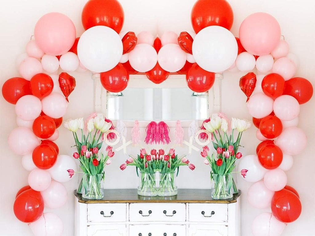 Valentine'S Day Red Balloons Arch Garland Kit 110 Pack 5" 10" 12" Red Pink White Balloons Arch with Confetti Balloon Red Heart Foil Balloon for Valentine'S Day Wedding Party Decorations