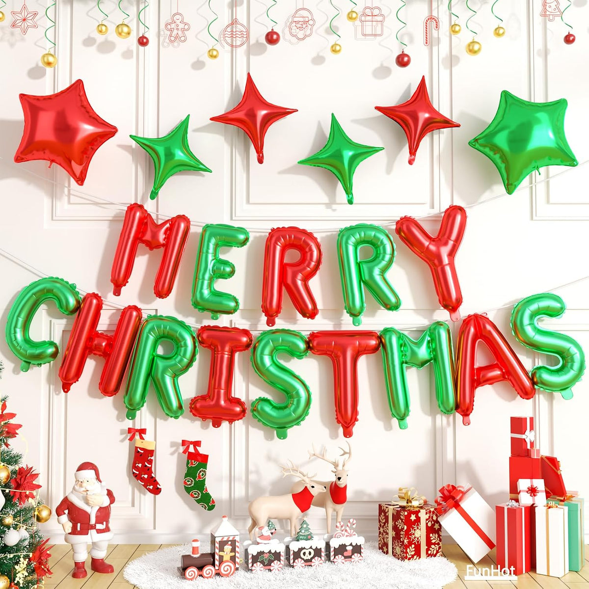 Donut Merry Christmas Balloon Banner, 16 Inch Letter for Holiday Xmas Party