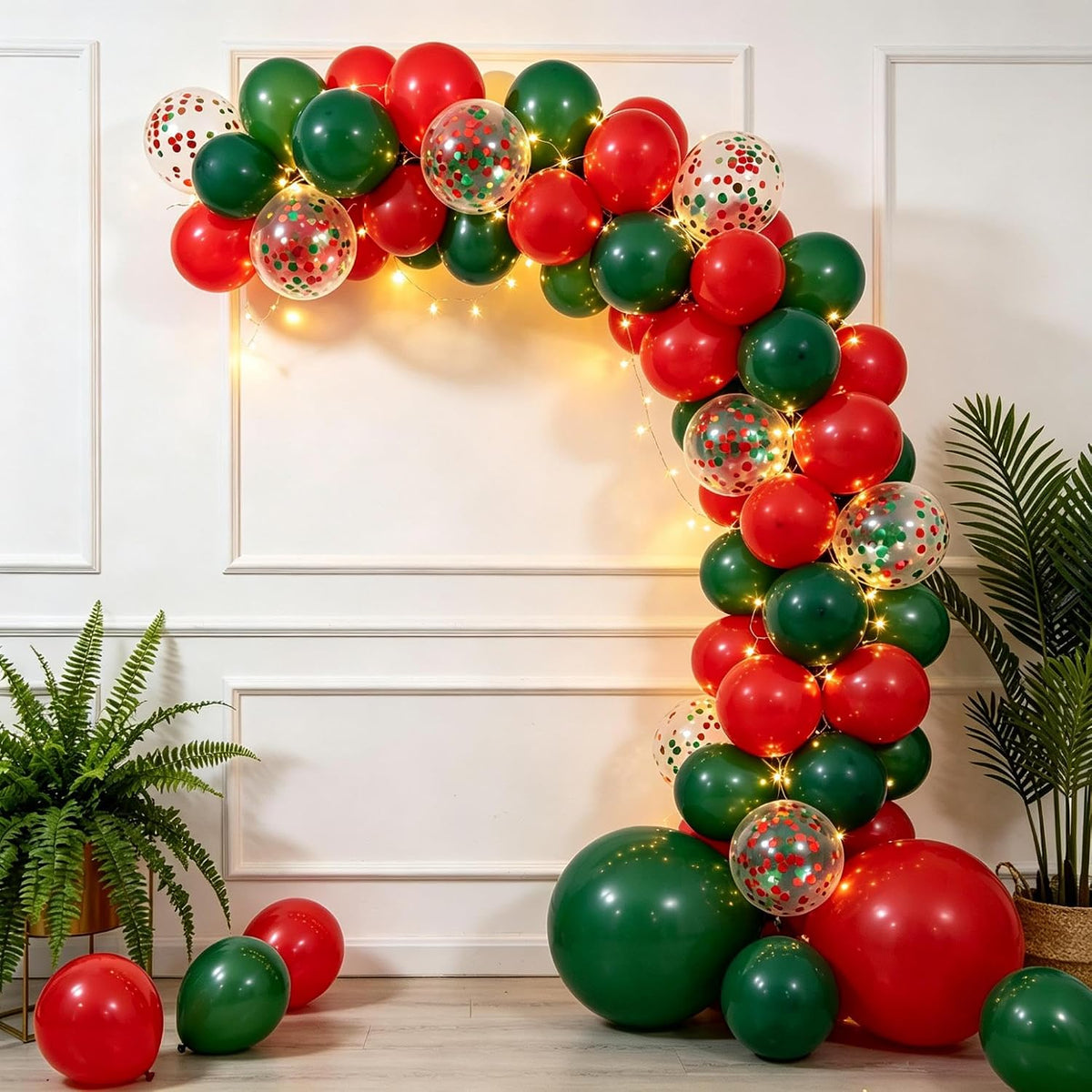 Red and Dark Green Balloons, 50Pcs 12In Christmas Party Balloons