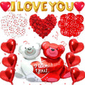 1062Pcs Valentine'S Day Balloons Decoration Set, 1000 Red Rose Leaves, Love Heart Balloons, Love Bear Balloons, I Love You Balloons, Red Heart Balloons, Romantic Decor for Wedding Anniversary