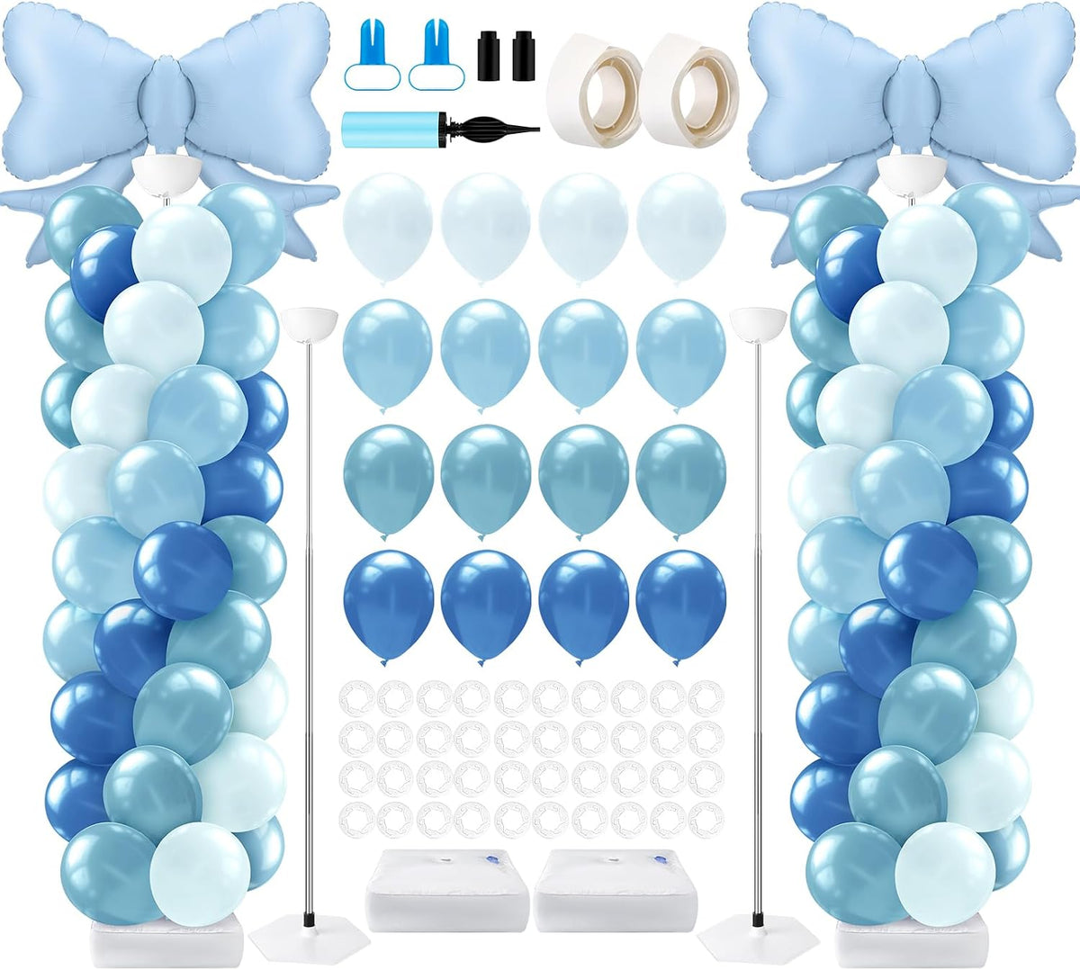 2 Set Valentines Day Balloon Column Stand Kit with 2 Candy Pastel Heart Love Foil Balloons, Valentines Day Arch Garland Stands for Valentine'S Wedding Anniversary Party Supplies Decoration
