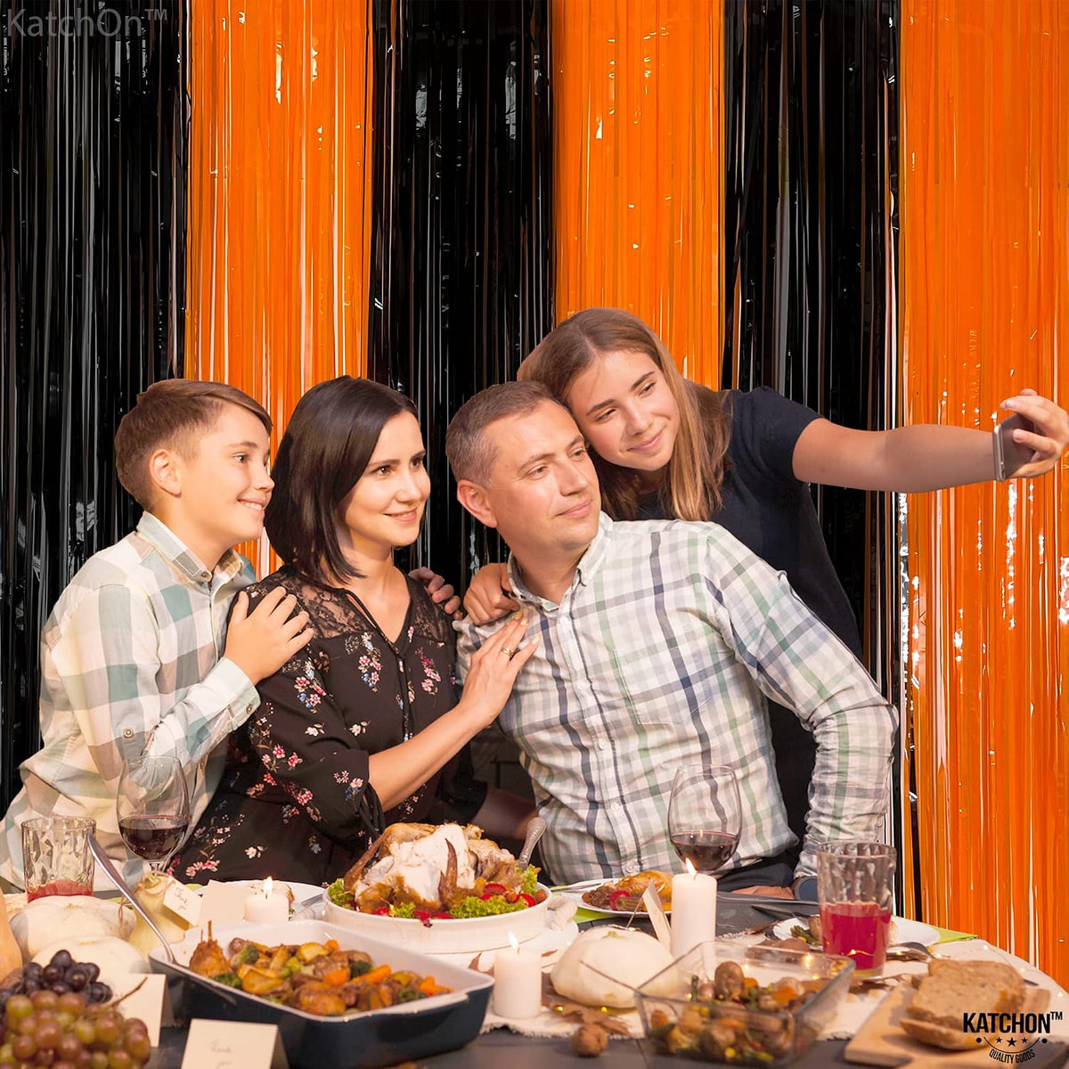Black and Orange Fringe Backdrop-Pack of 2 Halloween Decorations