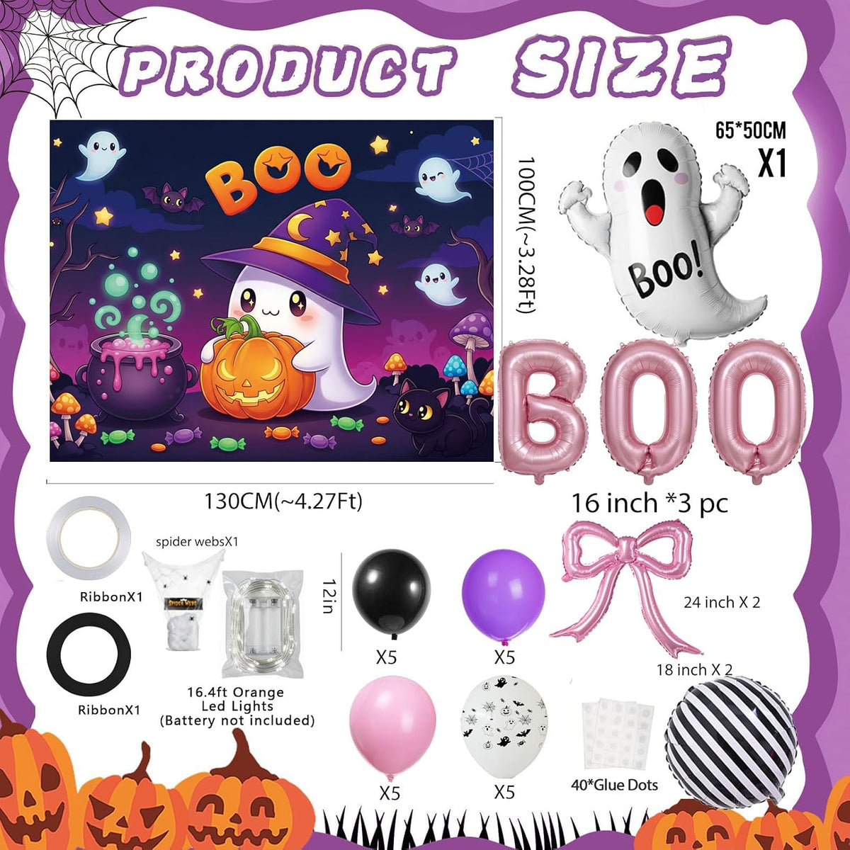 Halloween Trunk or Treat Car Decorations Kit with Ghost Balloons