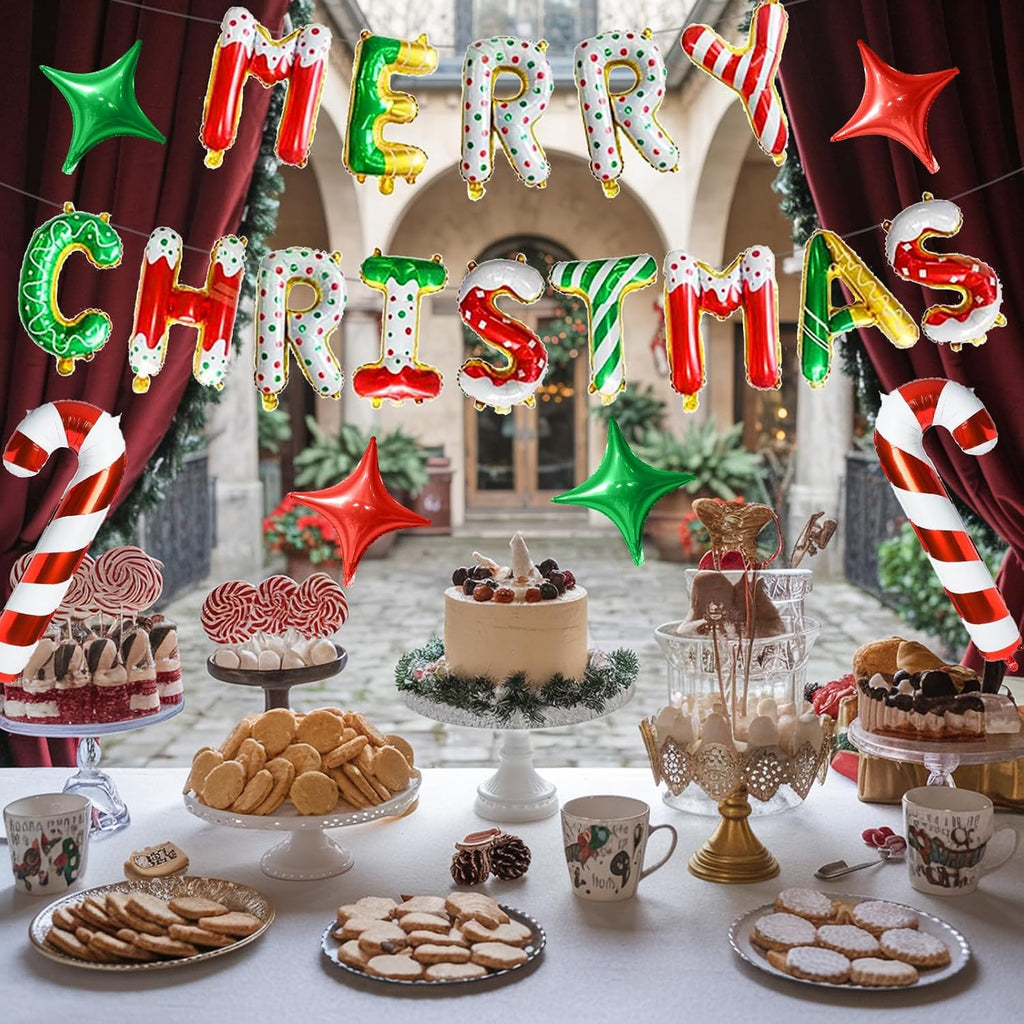 Donut Merry Christmas Balloon Banner, 16 Inch Letter for Holiday Xmas Party