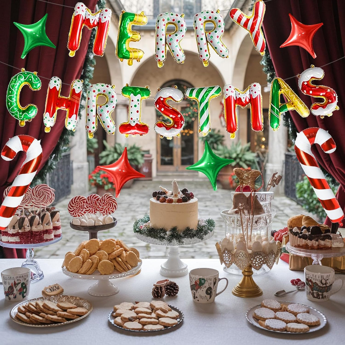 Donut Merry Christmas Balloon Banner, 16 Inch Letter for Holiday Xmas Party
