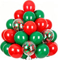 Red and Dark Green Balloons, 50Pcs 12In Christmas Party Balloons
