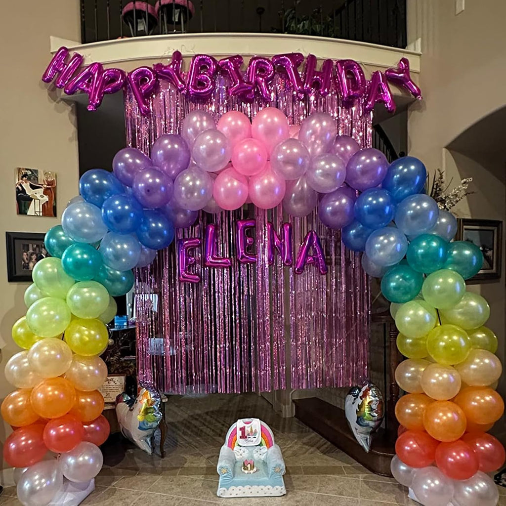 Hot Pink 16Inch Foil Happy Birthday Balloons Banner with Confetti, 21Pcs, Unisex Children, Adults