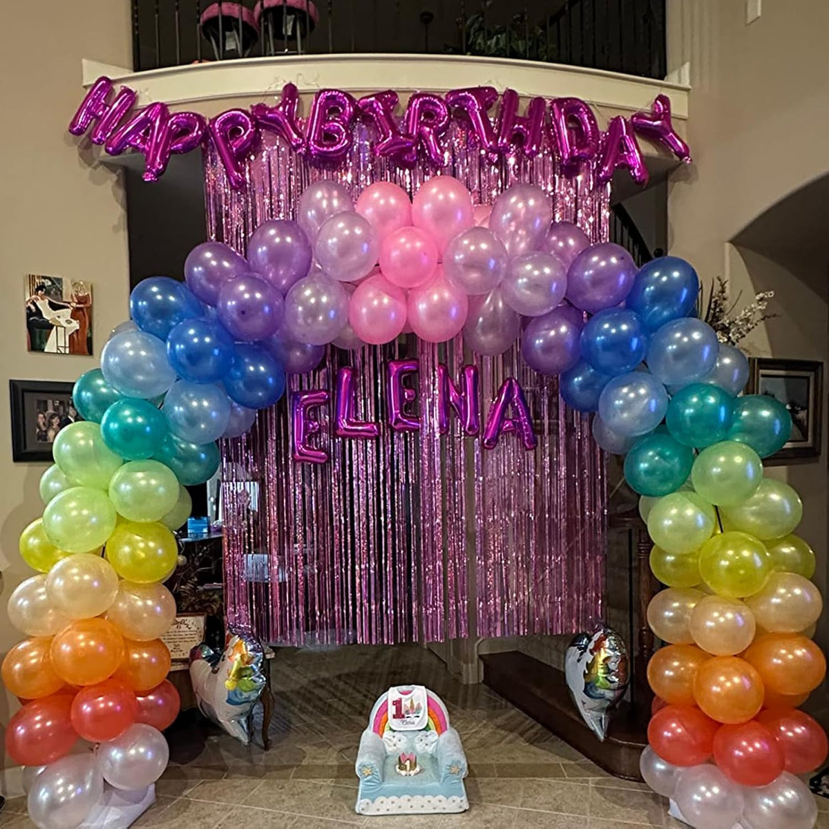Hot Pink 16Inch Foil Happy Birthday Balloons Banner with Confetti, 21Pcs, Unisex Children, Adults