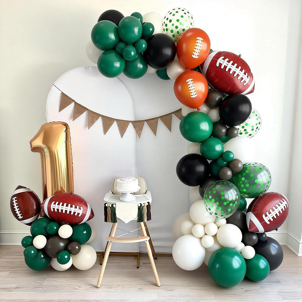 Football Balloons 12 Inch Dark Green Black White Football Print Balloons