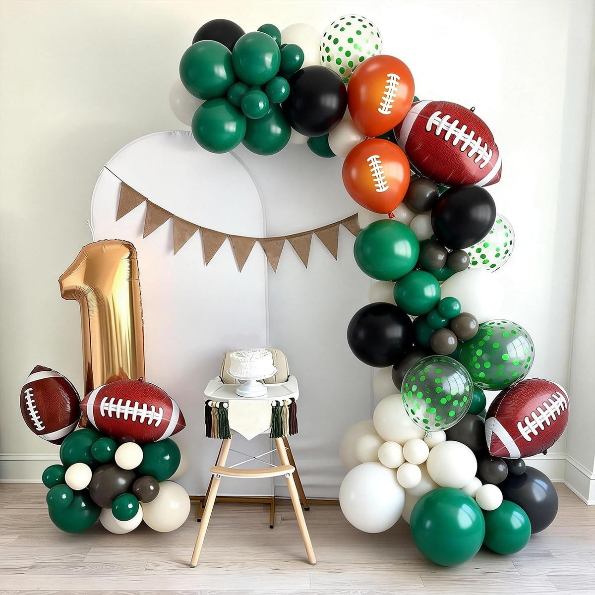 Football Balloons 12 Inch Dark Green Black White Football Print Balloons