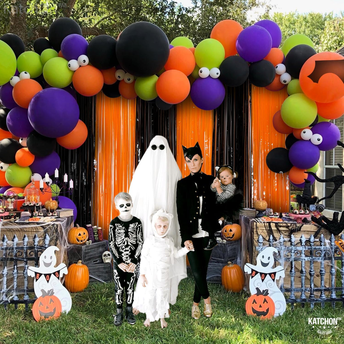 Black and Orange Fringe Backdrop-Pack of 2 Halloween Decorations