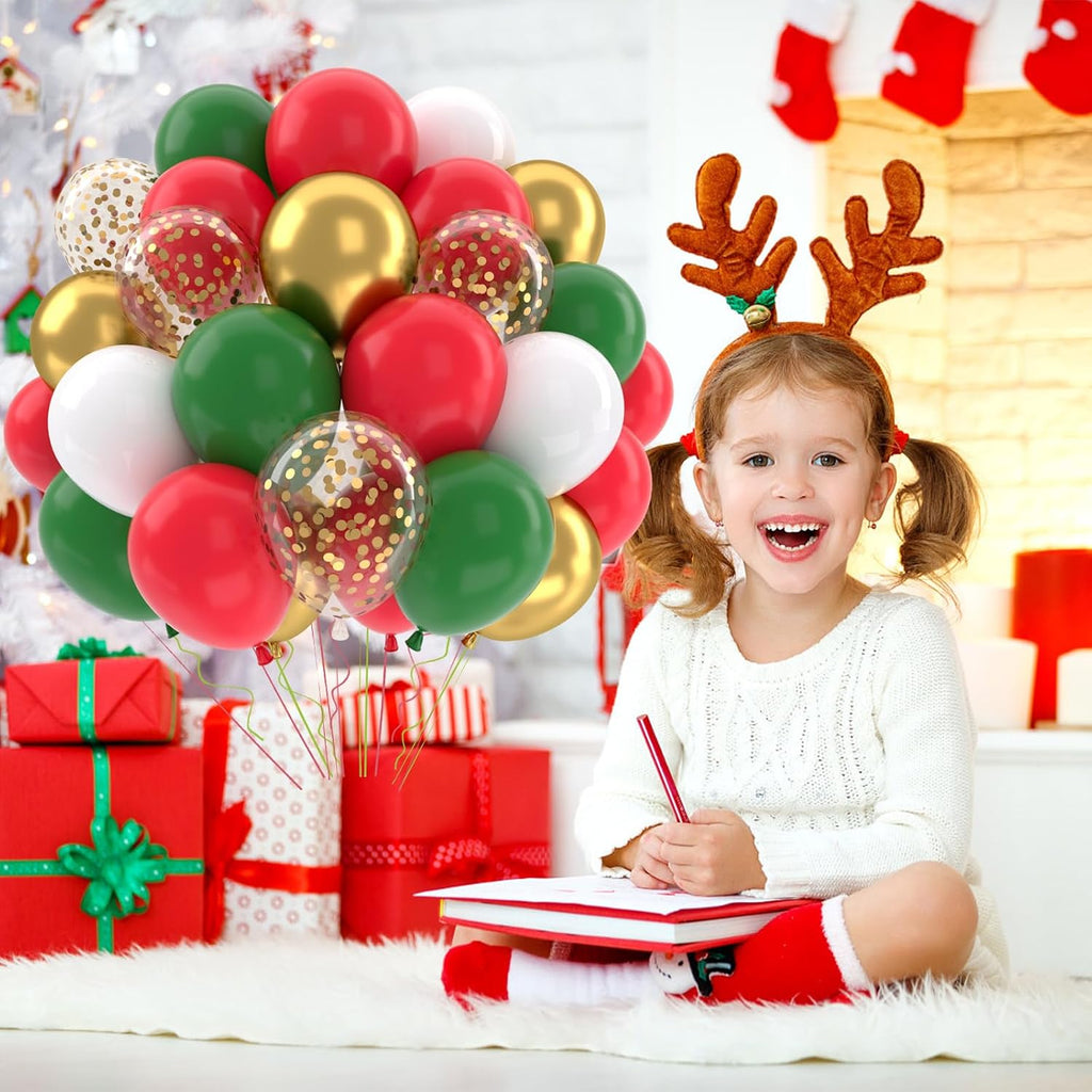 Red and Green Christmas Balloons Set 50 Pcs 12 Inch