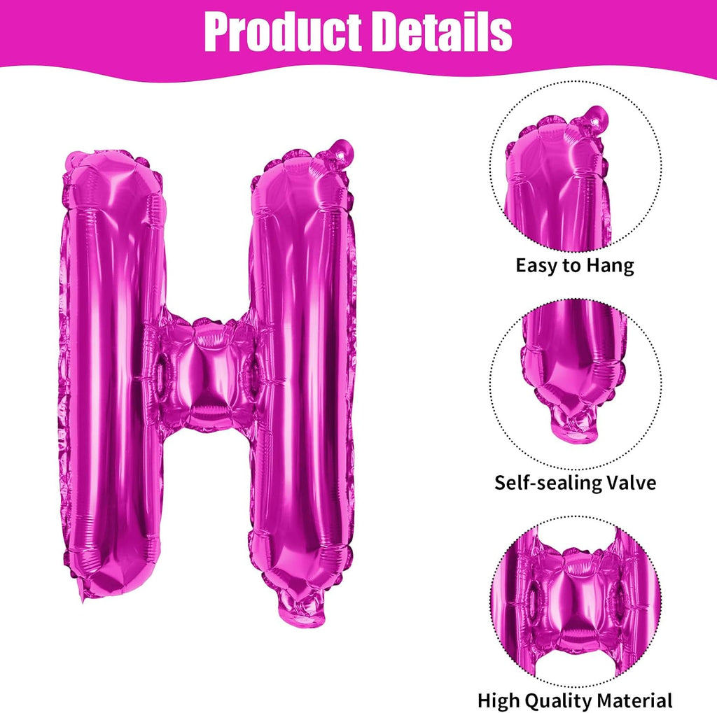 Hot Pink 16Inch Foil Happy Birthday Balloons Banner with Confetti, 21Pcs, Unisex Children, Adults