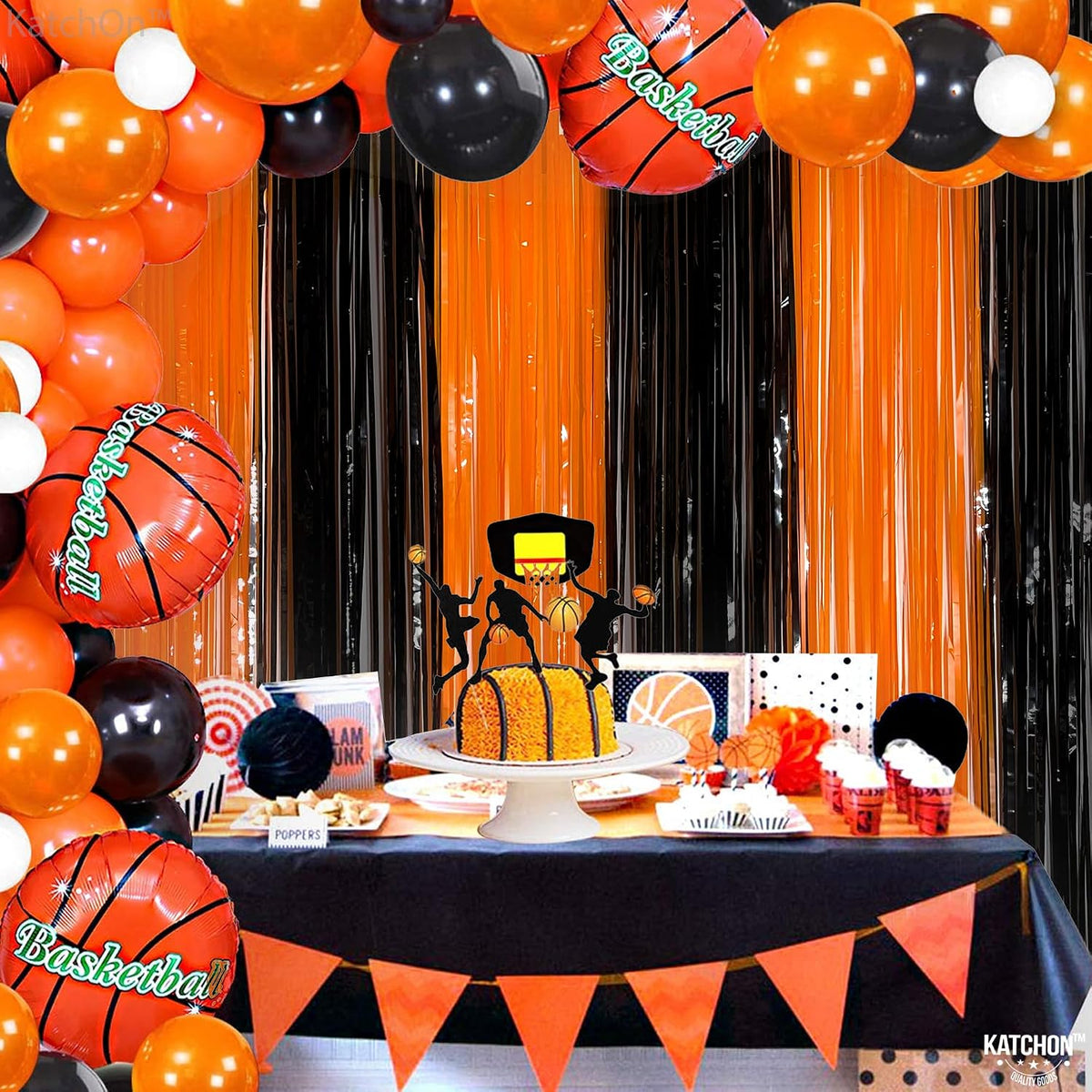 Black and Orange Fringe Backdrop-Pack of 2 Halloween Decorations