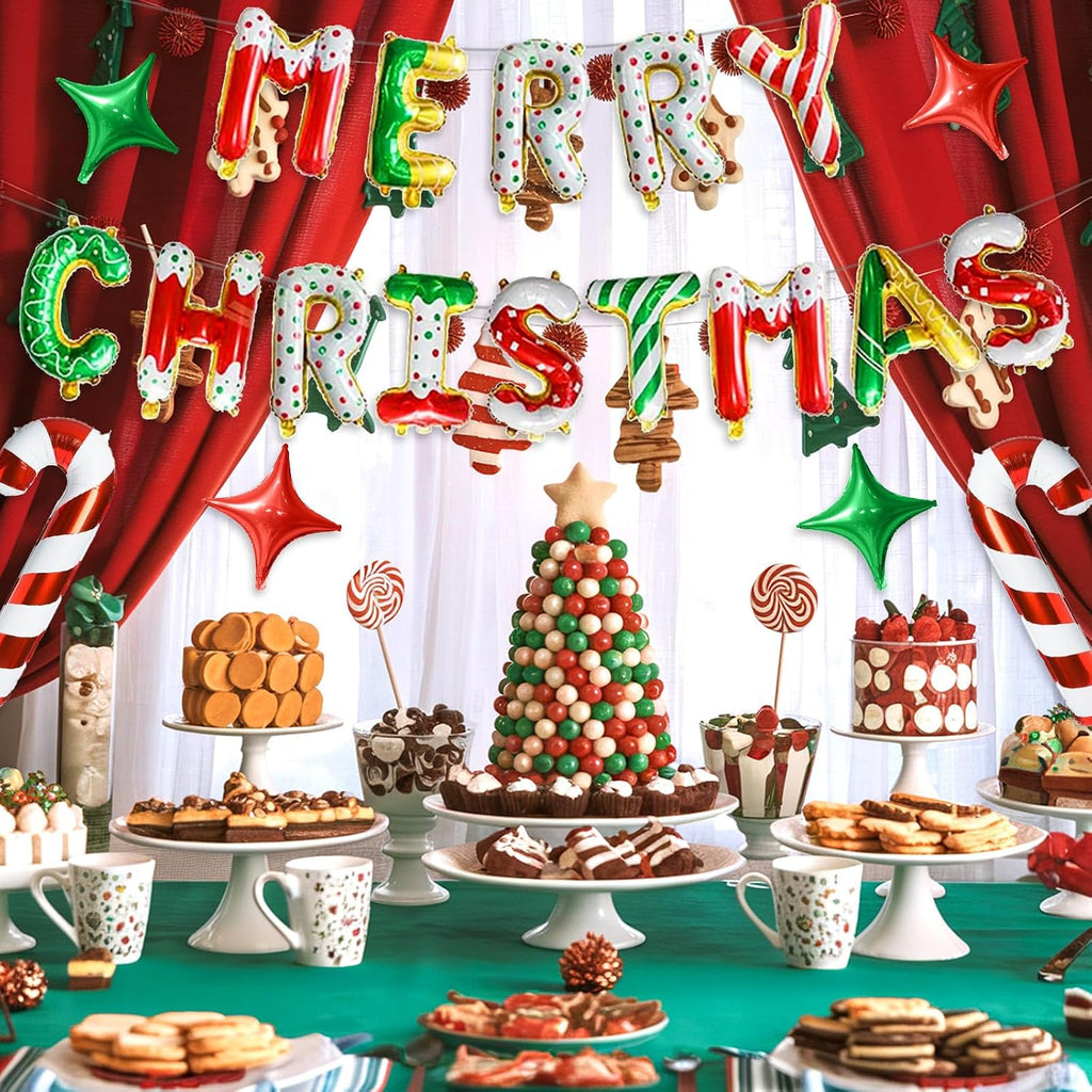 Donut Merry Christmas Balloon Banner, 16 Inch Letter for Holiday Xmas Party