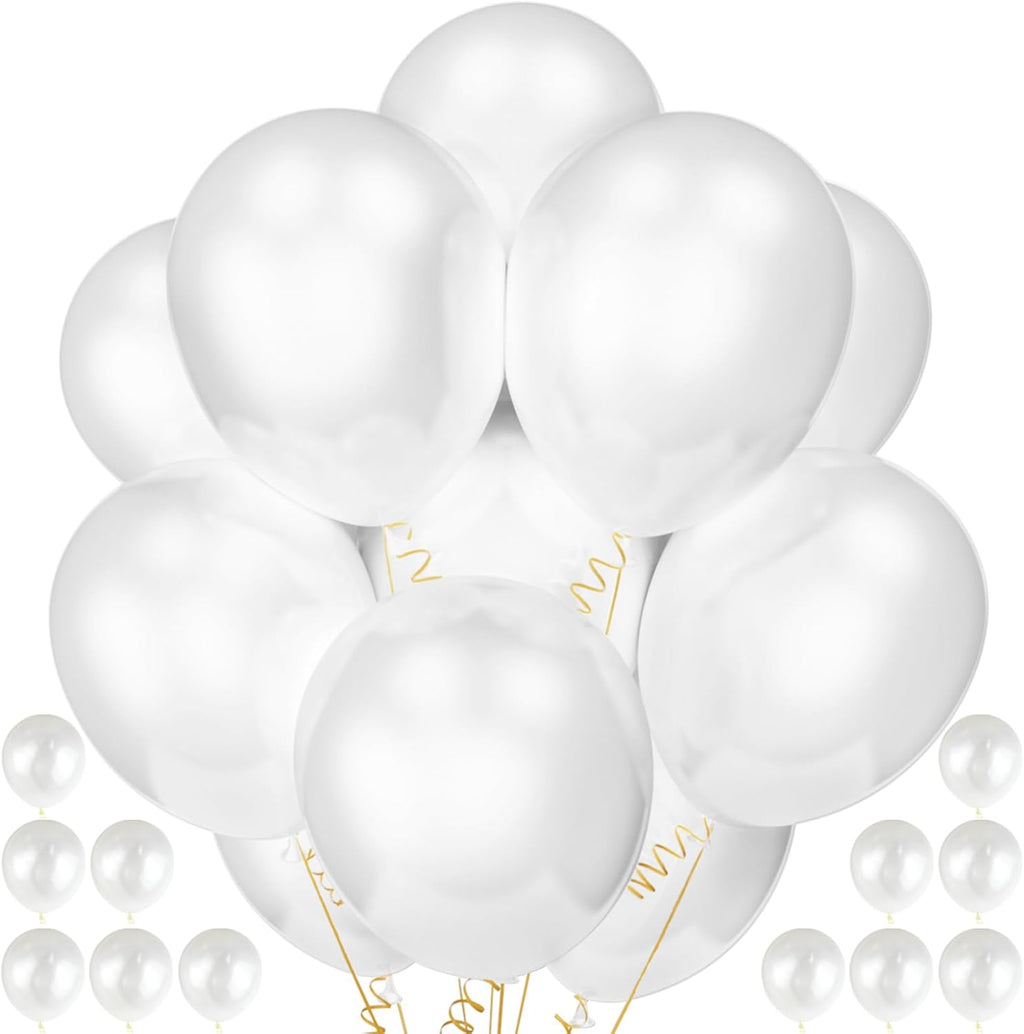 120 Pack Pearl White Balloons, Bright 12 Inch Royal White Latex Party Balloons for Birthday Wedding Baby Shower Halloween.