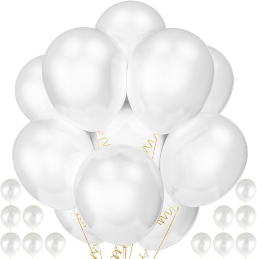 120 Pack Pearl White Balloons, Bright 12 Inch Royal White Latex Party Balloons for Birthday Wedding Baby Shower Halloween.