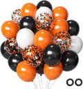 Halloween Balloons Black Orange Balloons Set, 50Pcs 12Inch Black White Orange Confetti Latex Balloon Halloween Balloon for Celebration Party Bar Anniversary Graduation Decoration