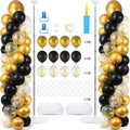 2 Sets Balloon Column Stand Kit Balloon Tower with Bases（Black Gold）