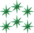 4D Red Green Balloon New Year Merry Christmas Decoration One-Piece Explosion Star Party Supplies, 6 Pack 22'' 14 Point Spike Star Cone Balloon Fireworks Balloons for Birthday Disco Casino Movie Night