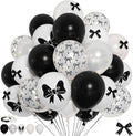 Black Bow Balloons 60PCS Printed Bow for Girls Birthday Bridal Shower Party