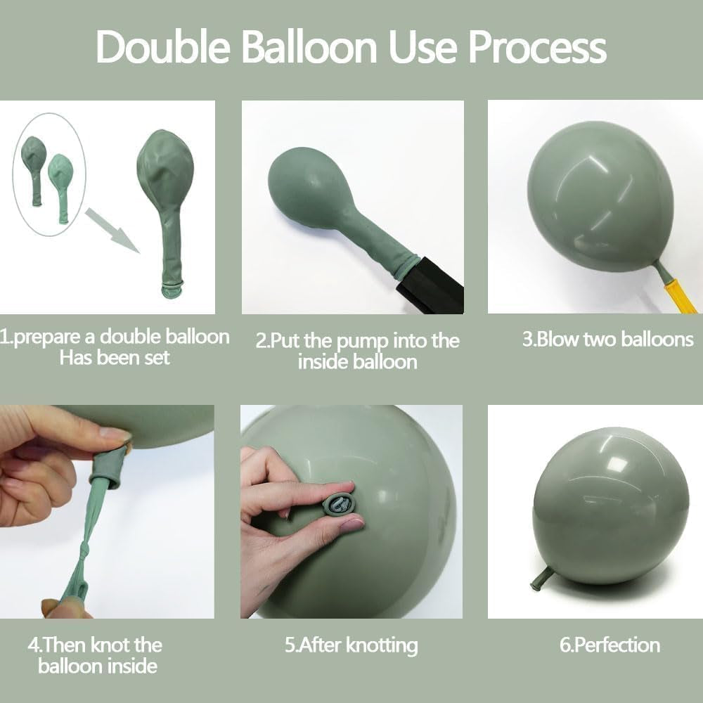 Double Stuffed Dusty Green Pink Yellow Balloon Garland Kit