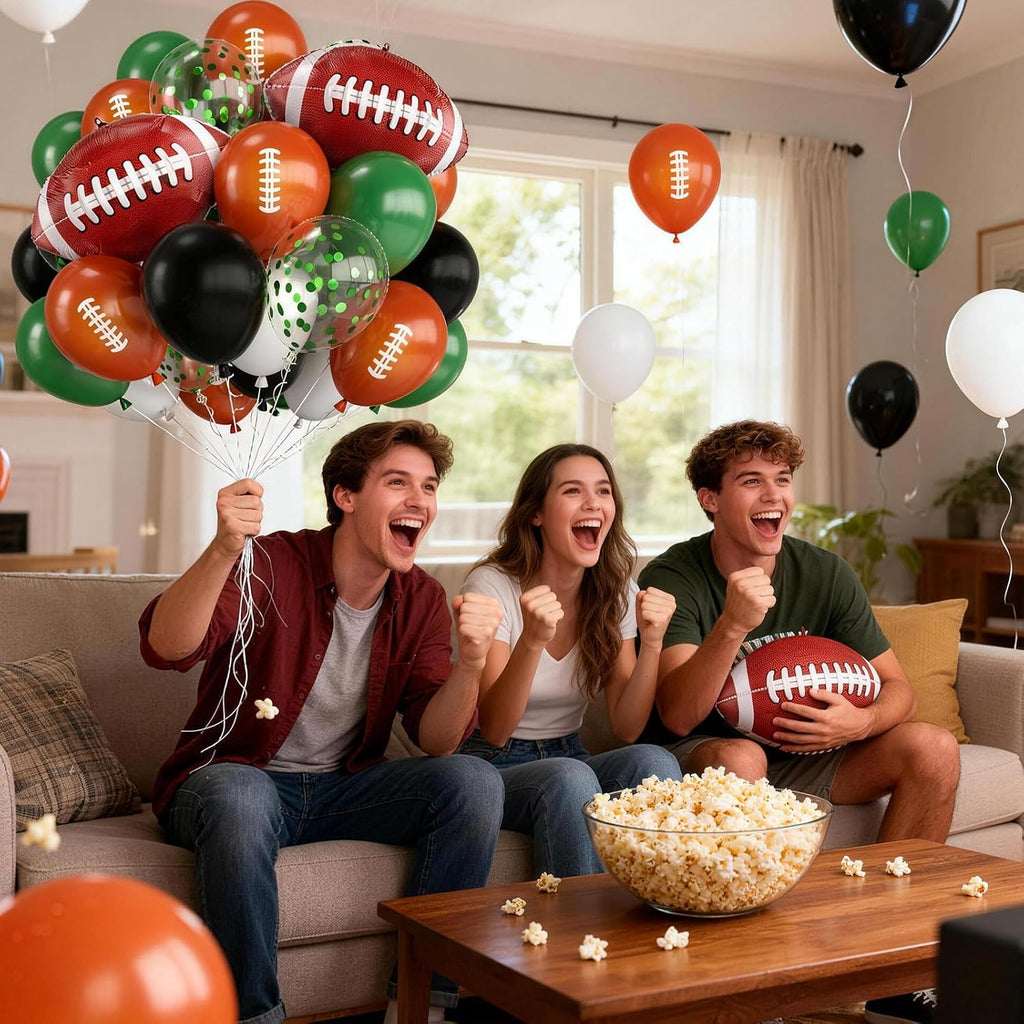 Football Balloons 12 Inch Dark Green Black White Football Print Balloons