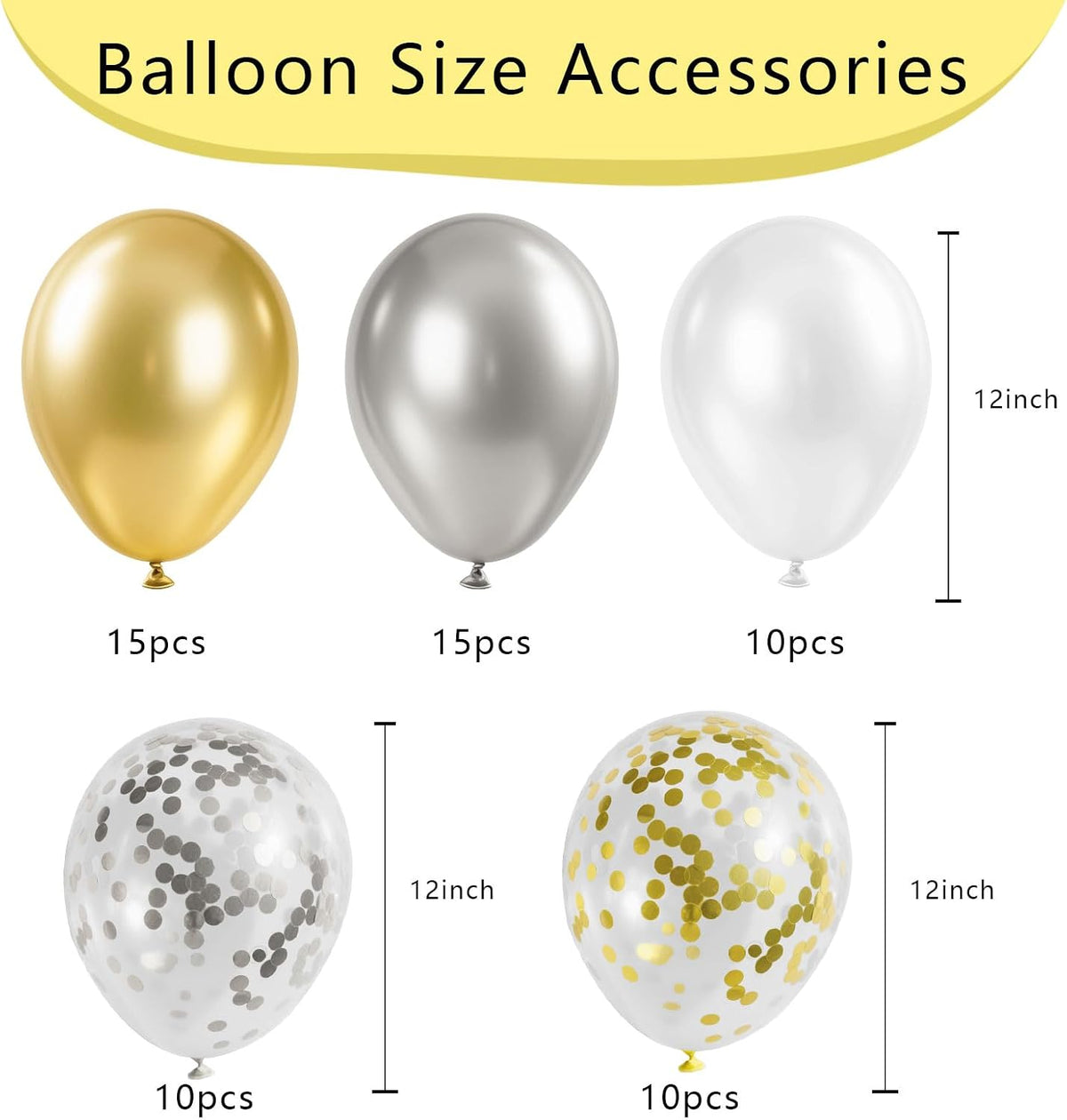 Gender Reveal 60 Pcs Balloons for Birthday Party，12 Inch Gold and Silver Latex Metallic Balloons 12 Inch Gold and Silver Confetti Balloons for Birthday Party Wedding Anniversary